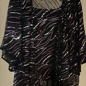 Black Sequin Patterned Top